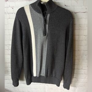 Abacus Gray Wool Blend Half Zip Sweater Colorblock Stripe Streetwear Golf Core M
